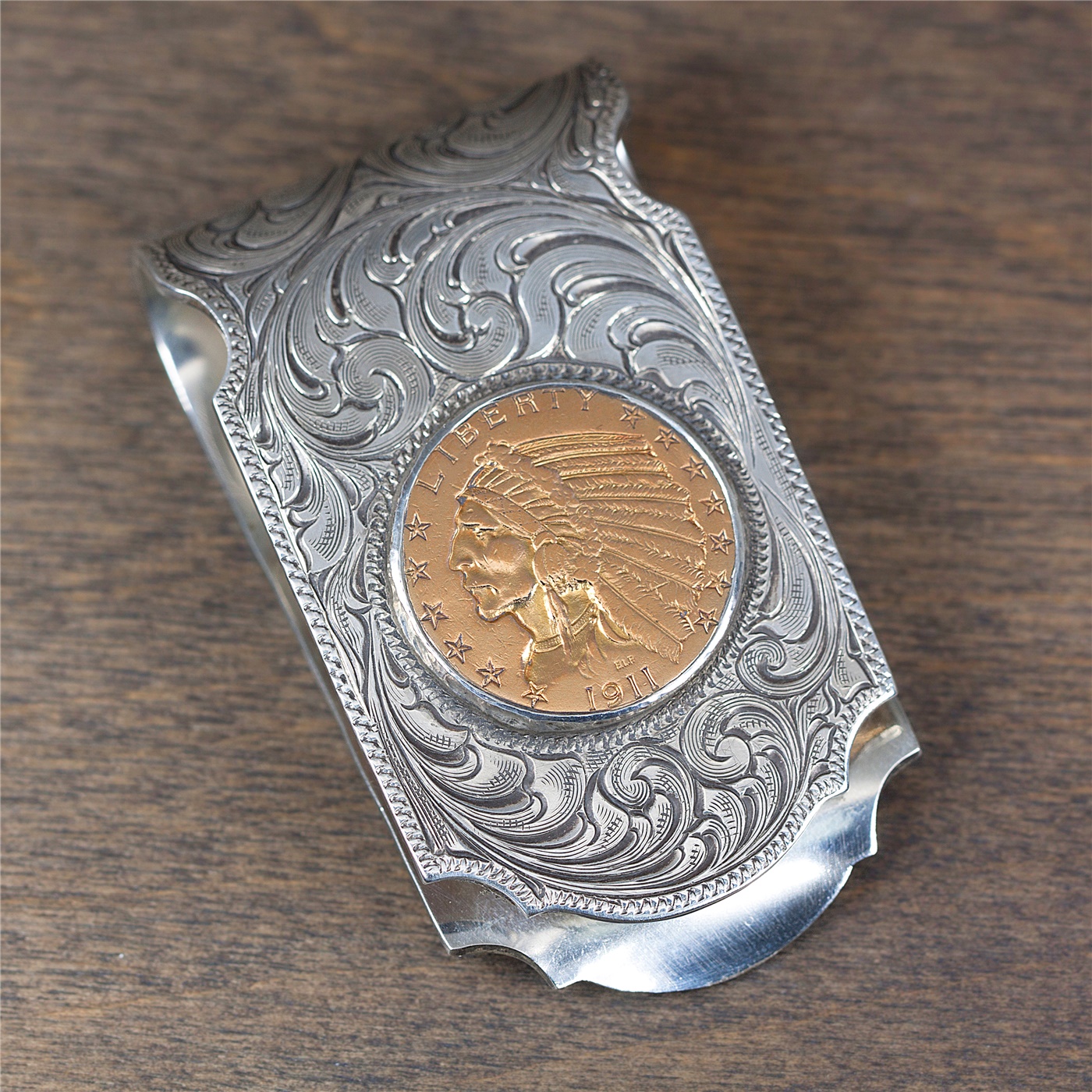 Engraved Metal Money Clip & Credit Card Holder - Gold