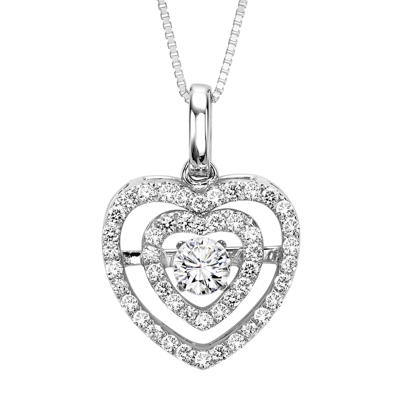 Peoples Jewellers Unstoppable Love™ Lab-Created White Sapphire and 0.09 CT.  T.W. Diamond Pendant in Sterling Silver and 10K Rose Gold|Peoples Jewellers  | Kingsway Mall