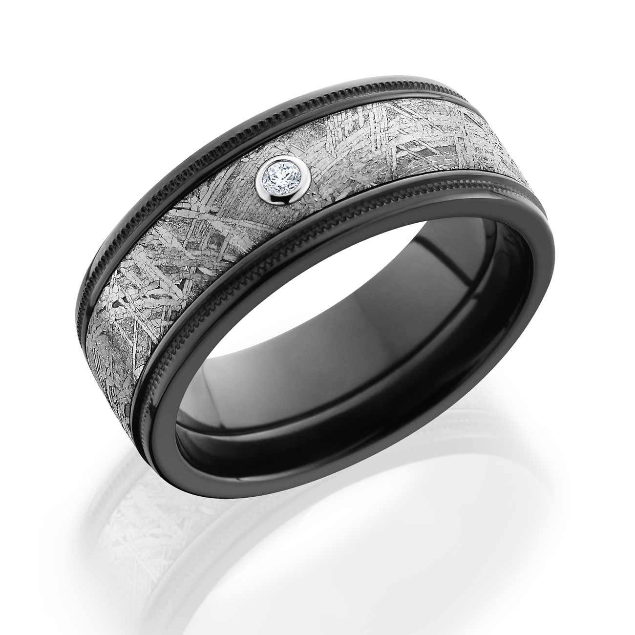 Lashbrook Meteorite Diamond Mens Ring Black Zirconium