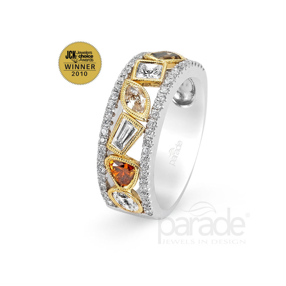 Colored Diamond and 22 Karat Gold Gypsy Set Ring - FD Gallery