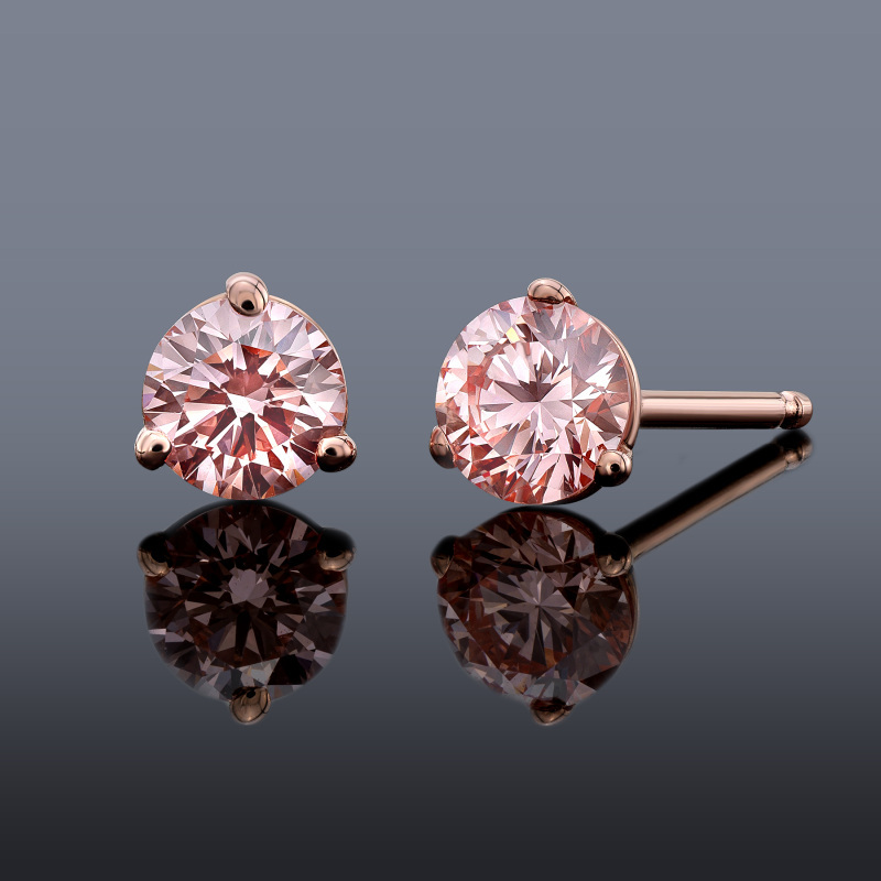 Fake plug in a silver colour - a cube with pink round zircons, short tip |  Jewellery Eshop EU