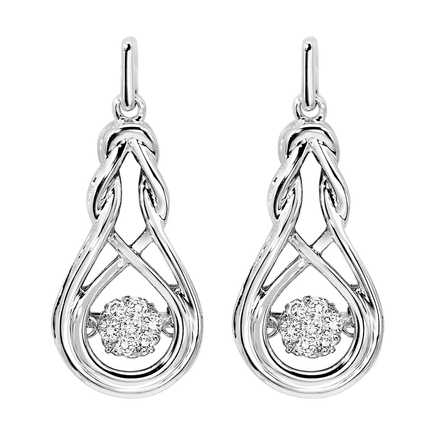 ★早期完売★STONEHENgE★Love Knot Silver Cubic Drop Earrings Rhythm of Love Diamond Earrings - Love Knot Sterling Silver