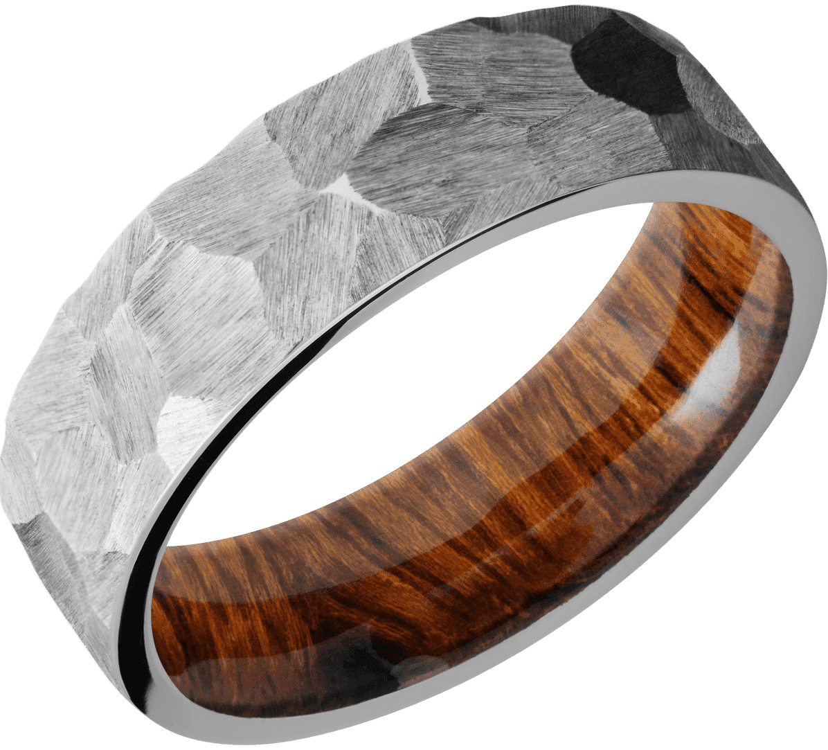 Rock Finish Titanium Band with Desert Iron Wood Ring