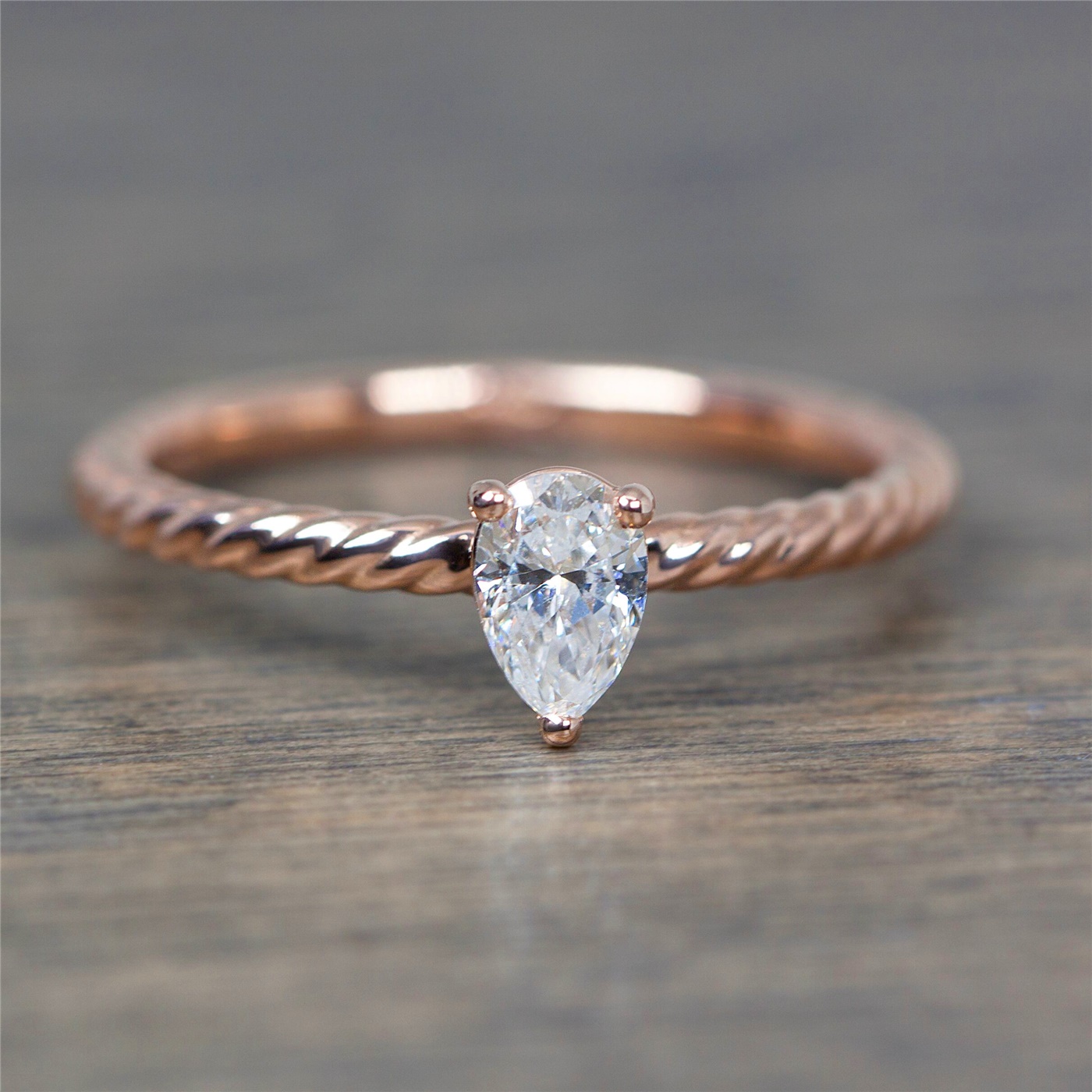 Rose gold pear store shaped engagement ring