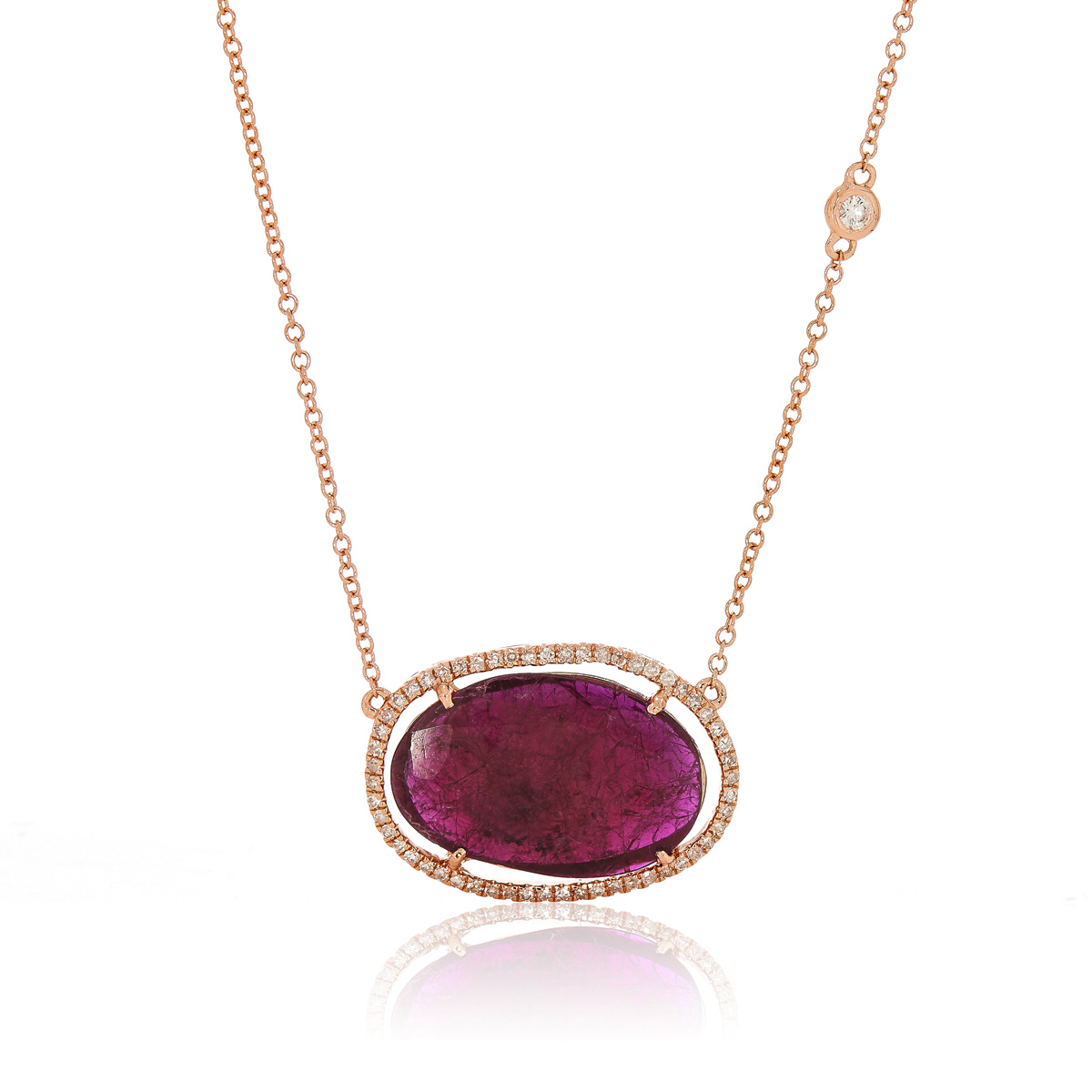 9kt Rose Gold Bollicine Ruby Necklace