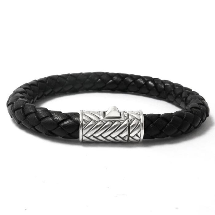 Men’s Leather Sterling Silver North Star Leather Bracelet