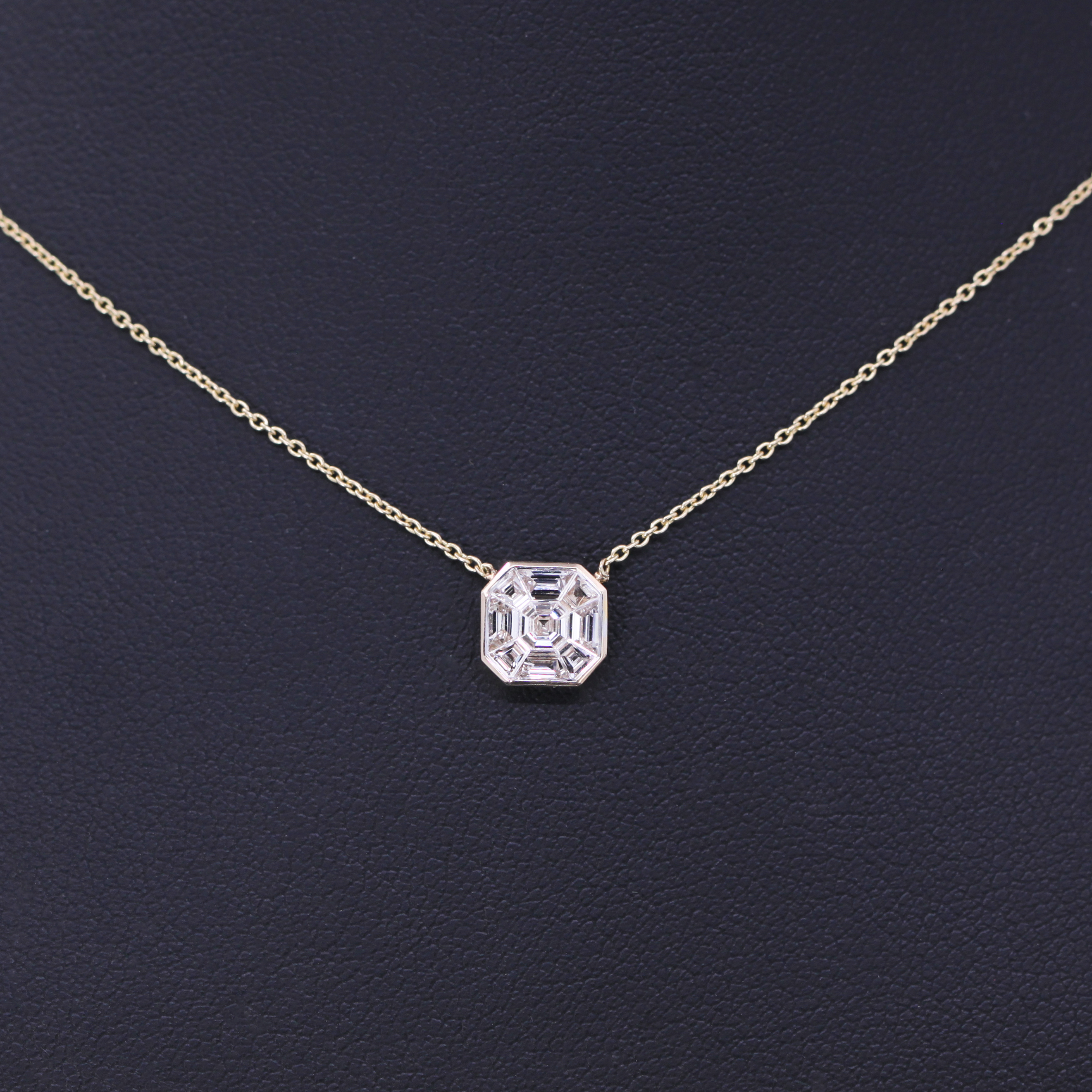 1/3 Carat Asscher Cut Diamond Necklace In White Gold