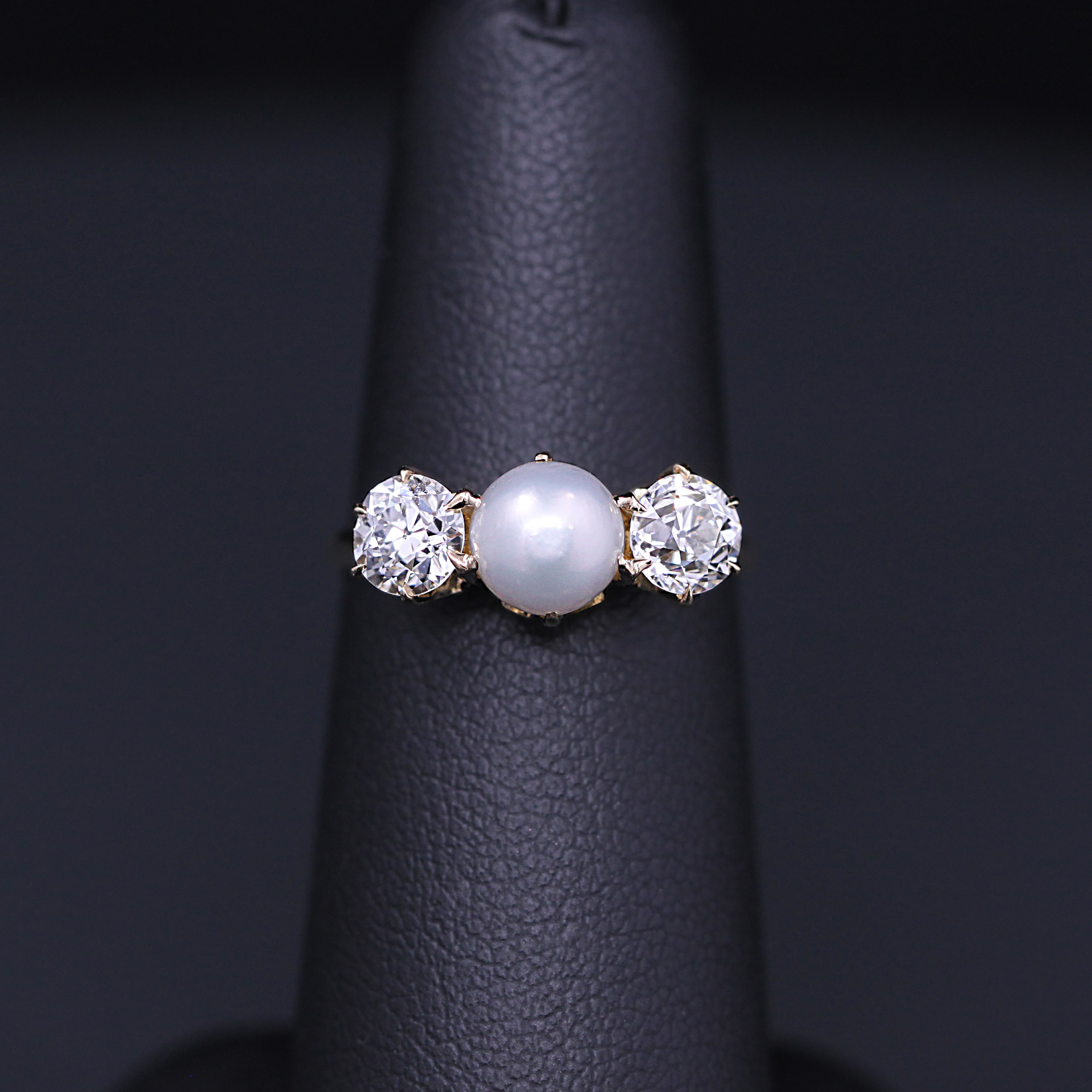 Victorian Pearl & 1.25ctw OEC Diamond Ring