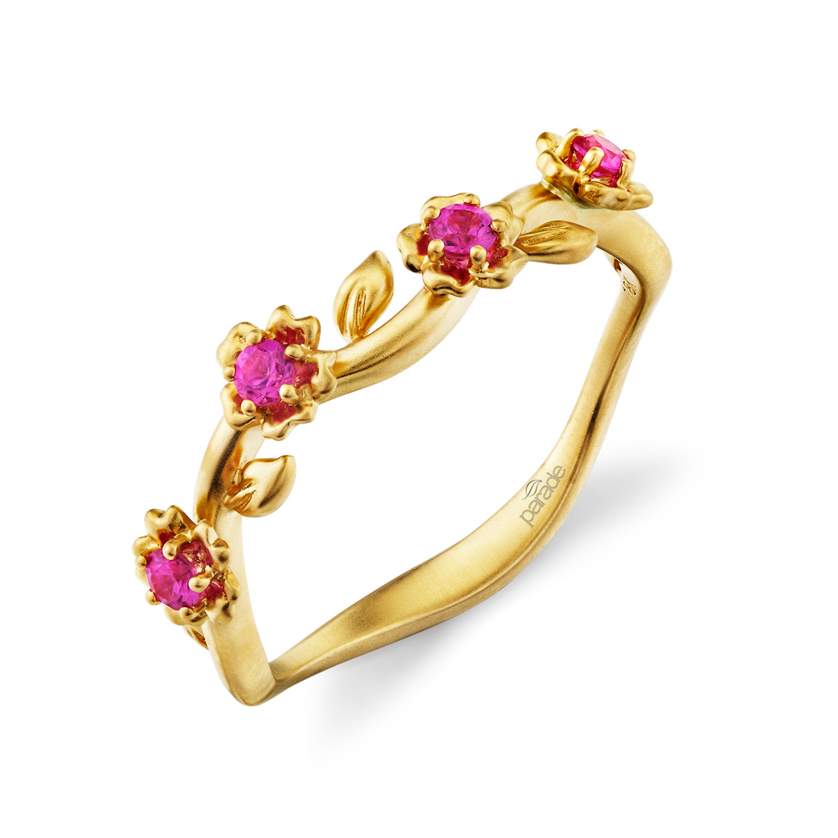 Parade 18k Yellow Gold & Pink Sapphire Flower Band