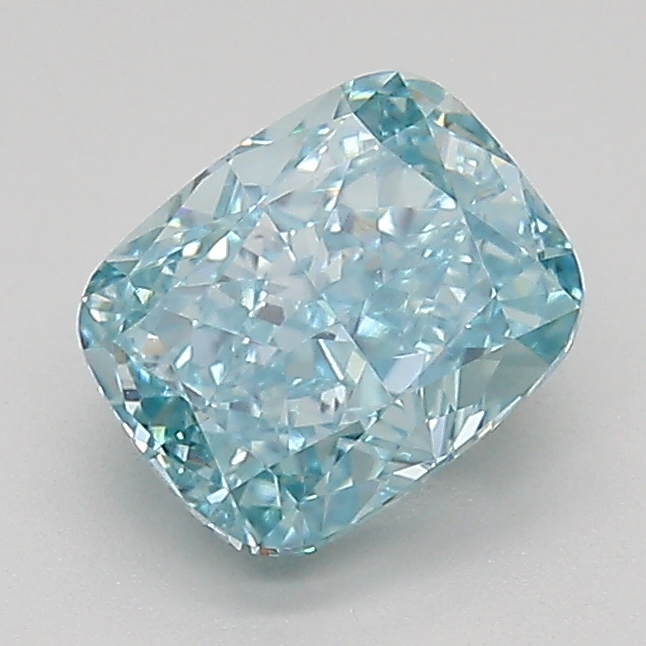 1.36ct Lab Grown Fancy Ice Blue Cushion Cut Diamond, VVS2 Clarity