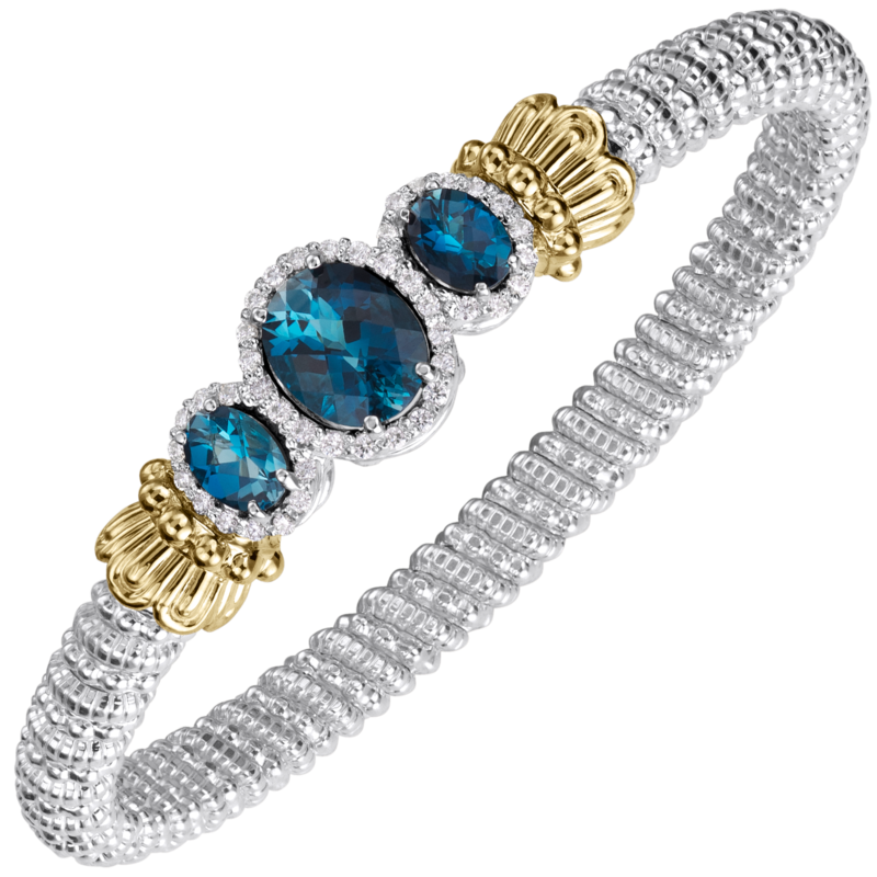 Vahan Blue Topaz and Diamond Halo 6mm Bracelet - Vahan Style