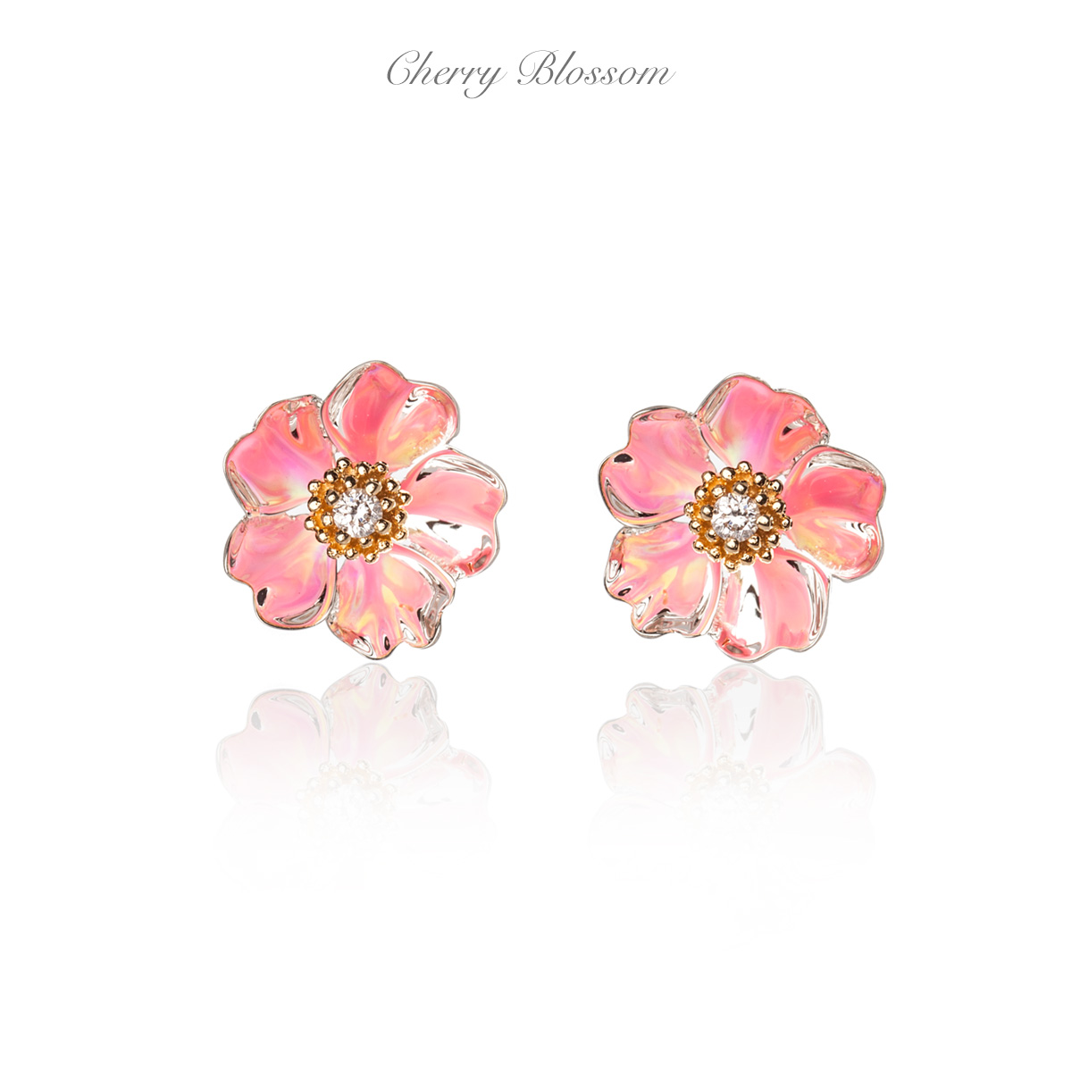 925 Sterling Silver Pearl Shell Sakura Cherry Flower Stud Earrings – Handmade Style