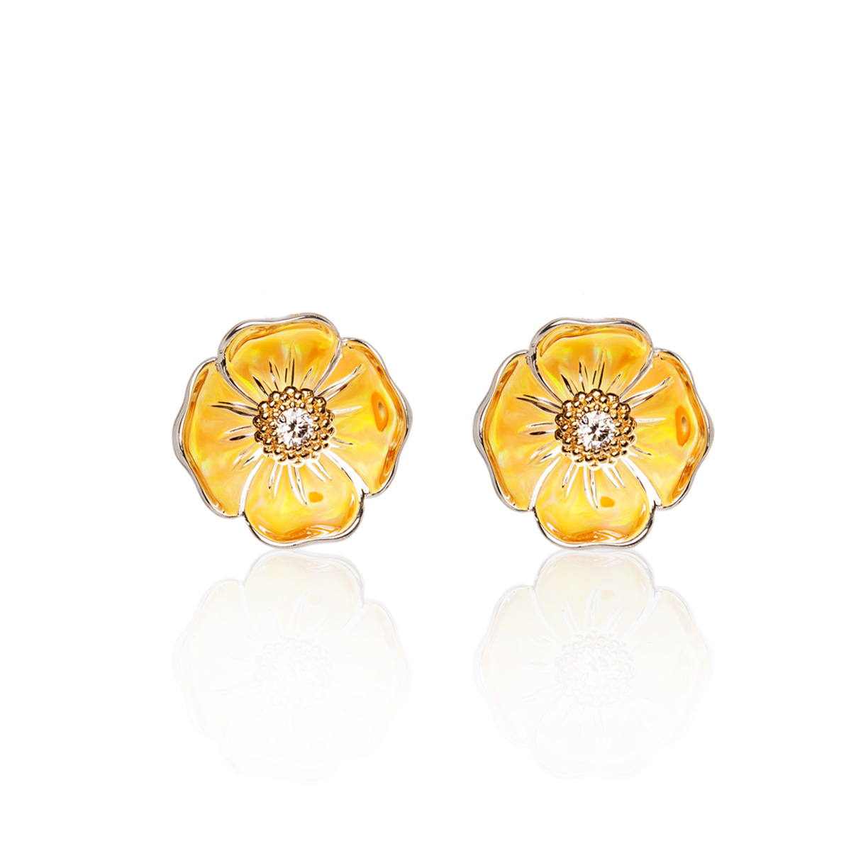 Sterling Silver & 14K Yellow Gold California Poppy Flower