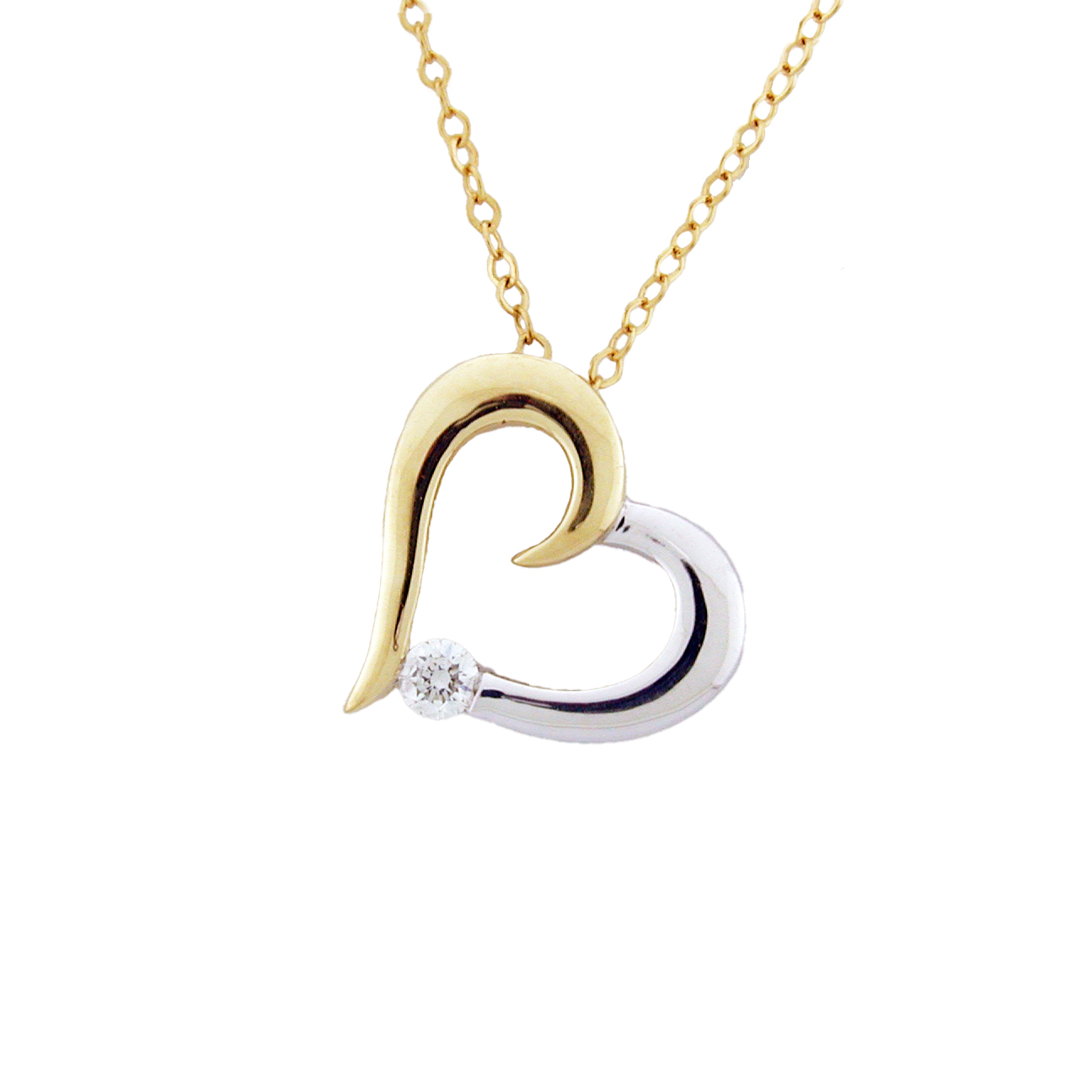 ネックレス・チョーカー Melting Heart Pendant (Gold) 18K Solid Gold Heart on 20