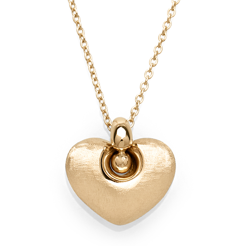 Olive & Chain 14k Yellow Gold Puffed Heart Love Charm Pendant Necklace |  eBay