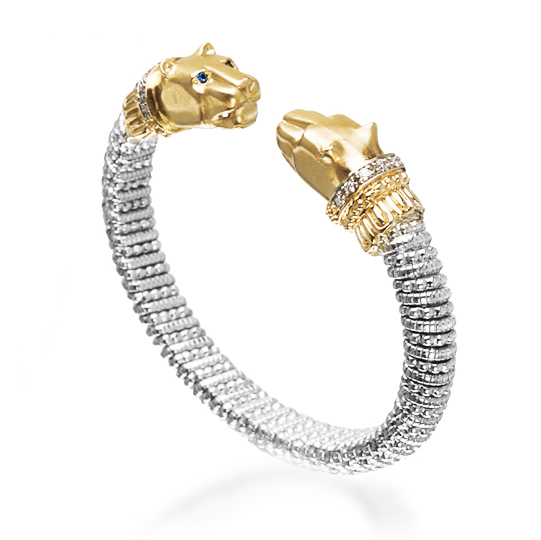 Double Jaguar Head 2 Toned Flexible Cuff Bracelet in 14k White and Yellow  Gold For Sale at 1stDibs | jaguar bracelet, opposite of flexible, costco  14k gold bracelets
