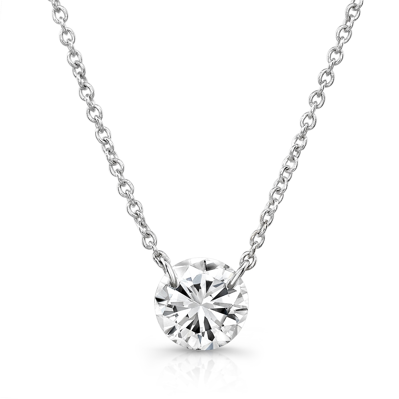 3/8ct Round Brilliant Fancy Pink Bare Diamond Solitaire Necklace