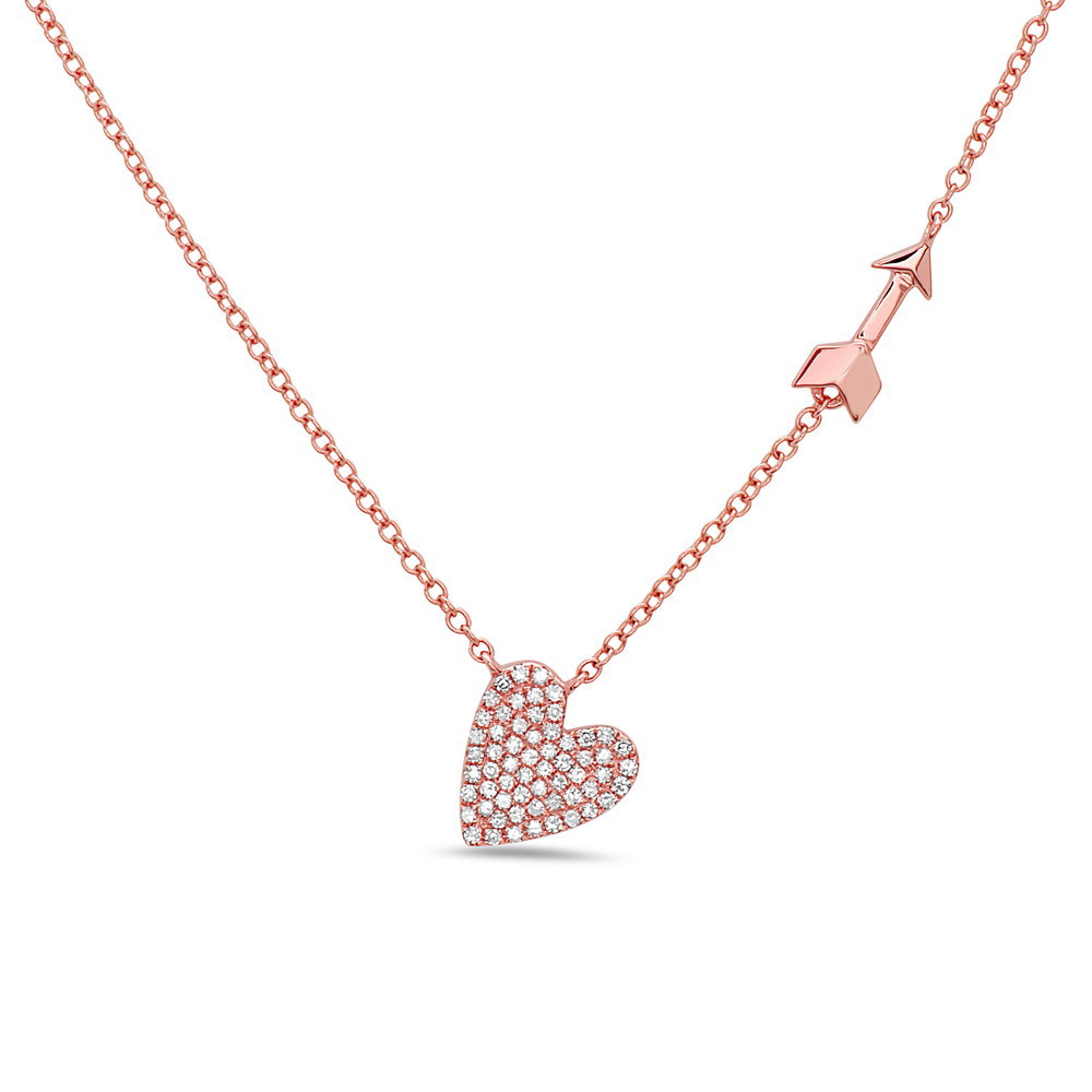 14K Rose Gold Diamond Heart and Arrow Necklace by Bassali