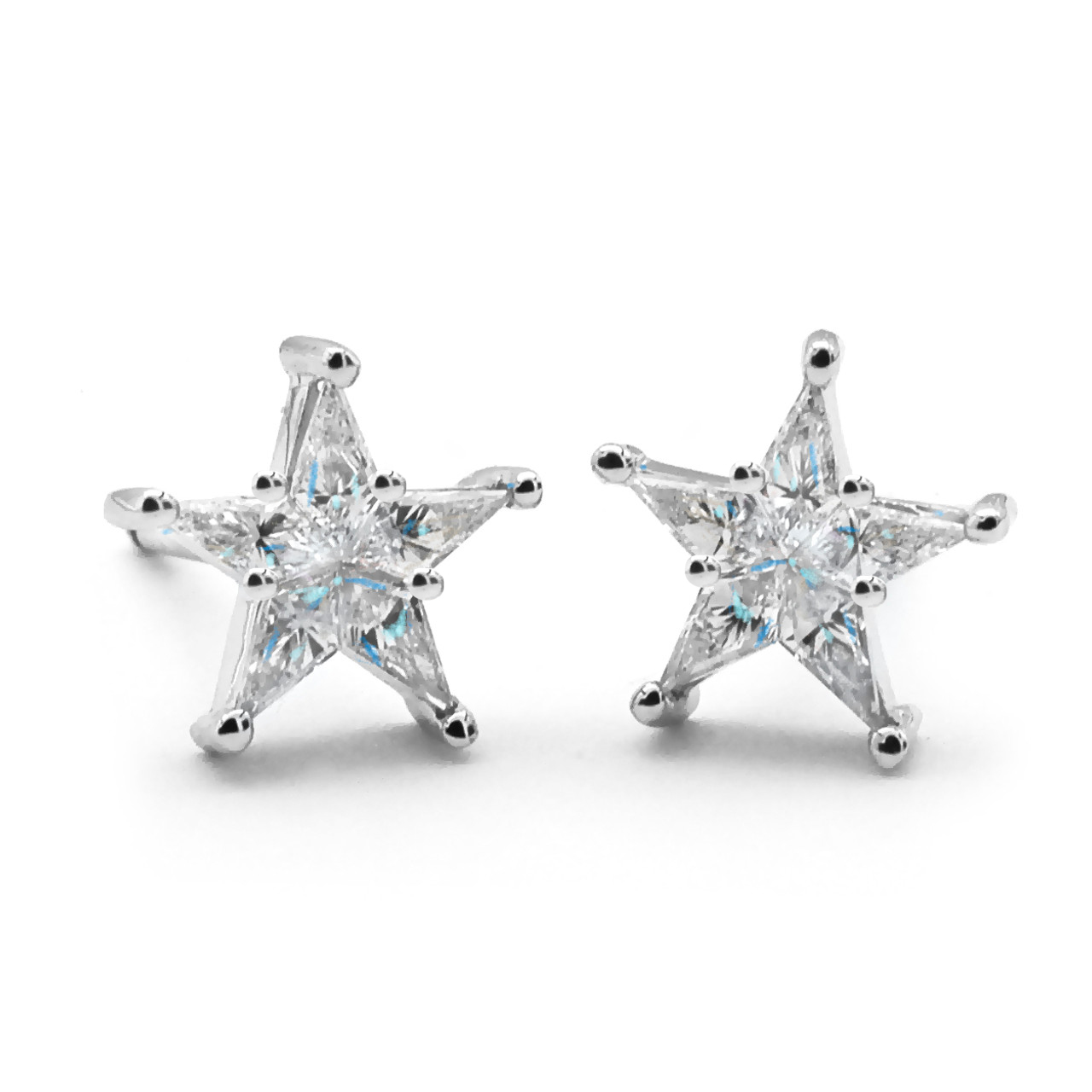 Authentic! Verdura 18k Yellow Gold Diamond Black Enamel Double Star Earrings  | Fortrove