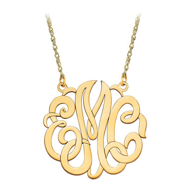 Medium 10K Gold Script Monogram Necklace