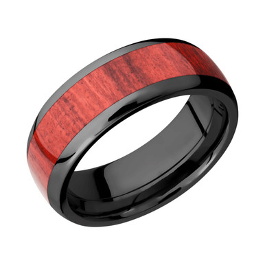 Red Heart Hardwood and Black Zirconium Ring by Lashbrook Designs