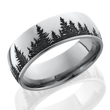 Man's Pine Tree Design Carved Wedding Band with Wood (it's really cool!)