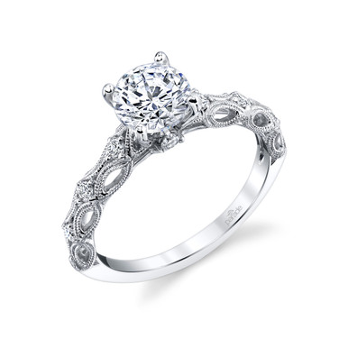 18kt White Gold Vintage Inspired Engagement Ring by Parade