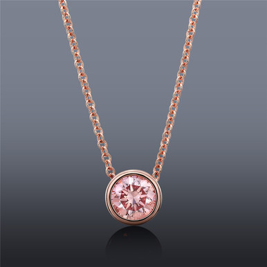 Rose Gold Classic Zircon Pendant with Link Chain – GIVA Jewellery