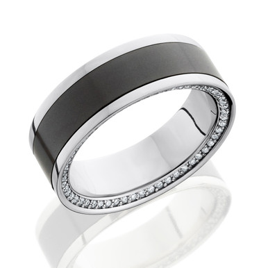 Solid Black Wedding Band with Platinum & Diamonds - Elysium Black ...