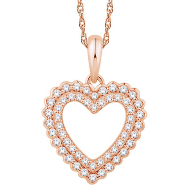 Rose Gold and Diamond Double Heart Necklace, 1ctw (only $795)