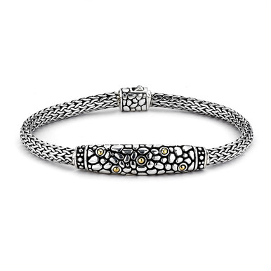Sterling Silver & 18k Yellow Gold Pebble Pattern 7.5