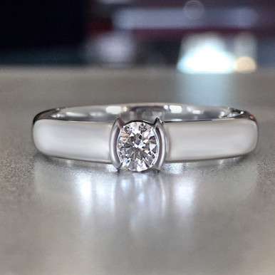 $3000 Tiffany Co Platinum Etoile E VVS1 .22ct Round Diamond Engagement Ring  Band