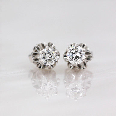David Morris 18kt white gold Elizabeth single stone diamond stud earrings -  ShopStyle