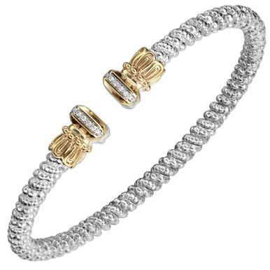 14k Yellow Gold & Sterling Silver Diamond Bar Bangle by Alwand Vahan