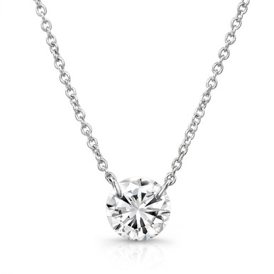 Silver Plated Round American Diamond Pendant In Silver Necklace – Digital  Dress Room