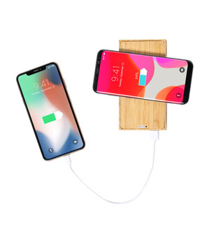Fenntartható 10,000 mAh Diuk FSC Power Bank - Bambusz & Napenergia  