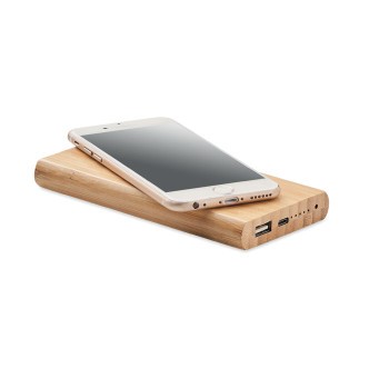 ARENA C 6000mAh Bambusz Powerbank - Vezeték nélküli töltő