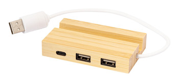 Kiváló Minőségű Bambusz USB Hub Mobiltartóval  