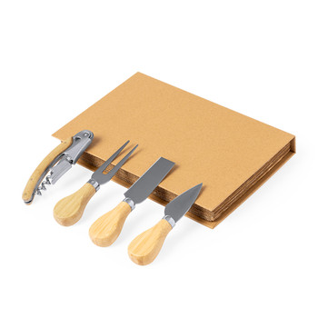 Sondrex 4 részes bor- és sajtkészlet bambusz nyéllel  