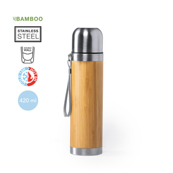 Tiaky Termosz 420 ml – Bambusz és Acél Elegancia