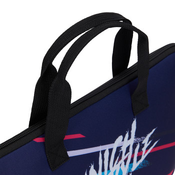 Szublimált, cipzáras neoprén laptop tok hátsó zsebbel.