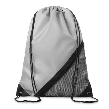 210D poliészter húzózsinóros táska cipzáras hálós zsebbel