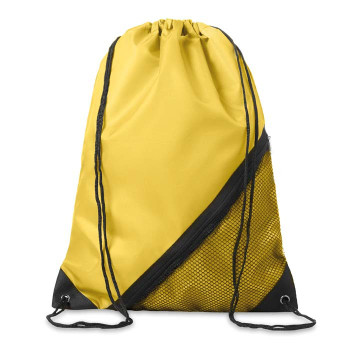 210D poliészter húzózsinóros táska cipzáras hálós zsebbel