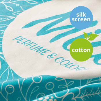 Pamutvászon bevásárlótáska 10 cm talppal és hosszú fülekkel (38x10x42 cm).