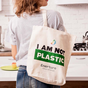 Pamutvászon bevásárlótáska 10 cm talppal és hosszú fülekkel (38x10x42 cm).