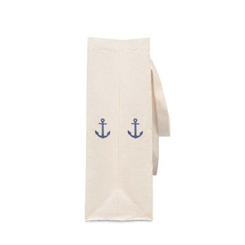 Fogyasztás előtti újrahasznosított pamut bevásárlótáska oldalsó- és talp toldással, hosszú fülekkel (55x15x40 cm).