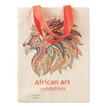 Pamutvászon táska rövid fülekkel (19x25 cm).