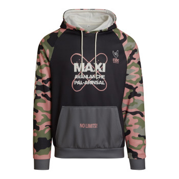 Szublimált, zsebes raglán kapucnis pulóver 280 g/m²