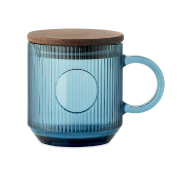 VITRIO MUG 300 ml bordázott üveg bögre akácfedél