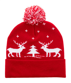 Karácsonyi téli sapka akril mandzsettával és bojttal